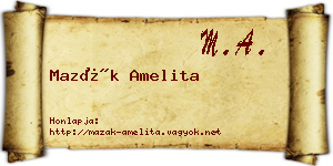 Mazák Amelita névjegykártya